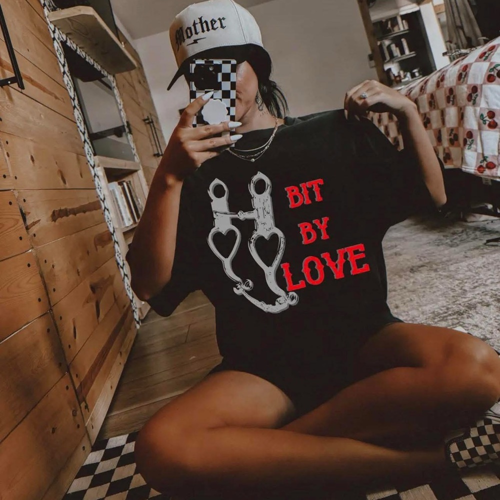 Black 'Bit By Love' Graphic T-Shirt